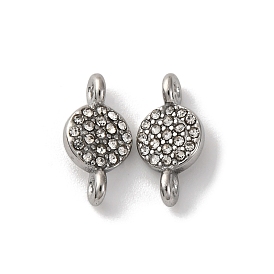 304 подвески из нержавеющей стали со стразами, плоские круглые ссылки