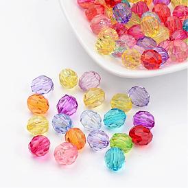 Dyed Acrylic Beads, Faceted Round