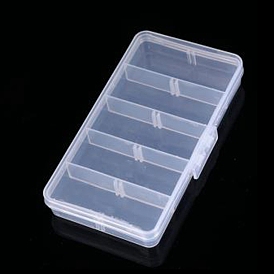 Transparent Plastic Bead Containers, with 5 Compartments, for DIY Art Craft, Nail Diamonds, Bead Storage, Rectangle