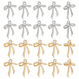 20 шт. 2 цвета латунные подвески из прозрачного кубического циркония с микропаве, бантом прелести