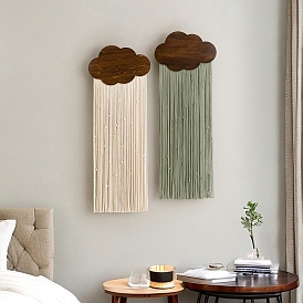 Cloud Cotton Macrame Wall Hanging, Handmade Woven Tassel for Home Bedroom Nursery Decoration