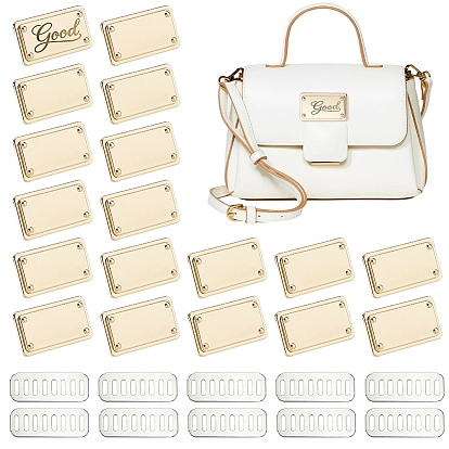 30 Прямоугольные этикетки-ярлычки из цинкового сплава для пакетов, декоративные пряжки с прокладкой, для изготовления пакетов