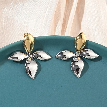 Двухцветный цветок 304 серьги-гвоздики из нержавеющей стали, ионное покрытие (ip), долговечный