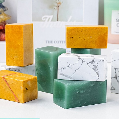 Natural Gemstone Rectangle Healing Stone, Reiki Energy Stone Display Decorations, for Home Feng Shui Ornament