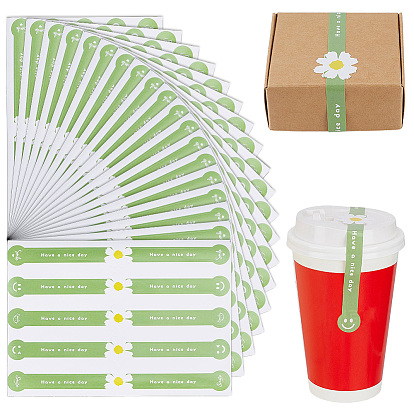 Paper Self-Adhesive Gift Sealing Label Stickers, Long Strip Baking & Craft Packaging Stickers
