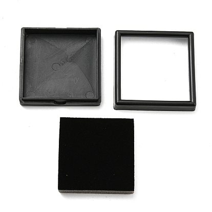 Square Acrylic Loose Diamond Storage Boxes, Small Gems Case with Visible Window Lid