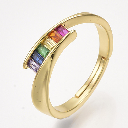 Adjustable Brass Micro Pave Cubic Zirconia Finger Rings