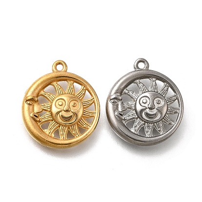 304 подвески из нержавеющей стали, луна и солнце, анти-тускнение, ионное покрытие (ip)