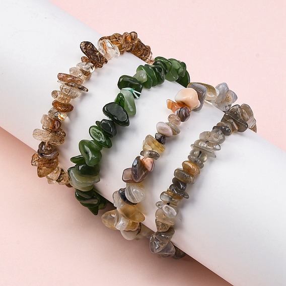 Эластичные браслеты из натуральных драгоценных камней с бисером для женщин и мужчин