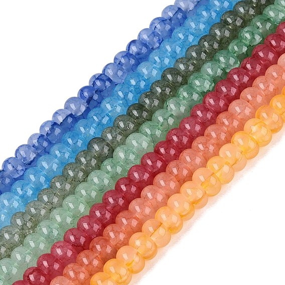 Imitation Jade Crackle Glass Beads Strands, Rondelle