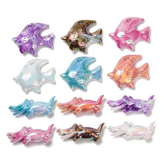 Непрозрачные акриловые бусины, ультрафиолетовые реактивные шарики, радужный