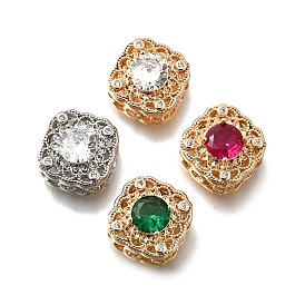 Латунные стеклянные бусины, без кадмия, без никеля и без свинца, квадратный