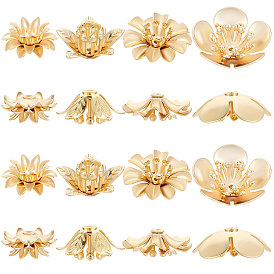 24 шт 4 стиль латунные колпачки для бусинок, цветок