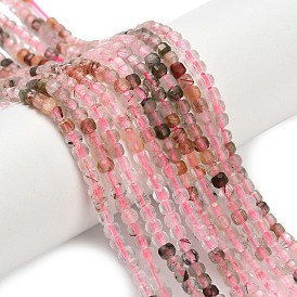 Природные Rutilated кварцевые нити бисера, граненые настольные бусины в форме куба