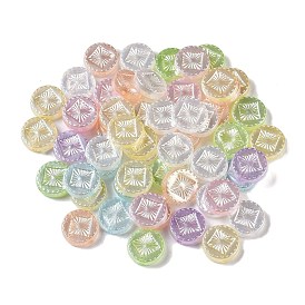 Opaque Acrylic Beads, Flat Round with Rhombus