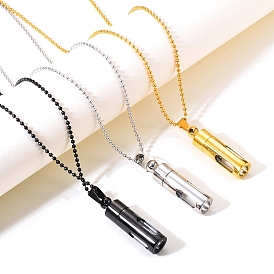 Stainless Steel Column Urn Ashes Pendant Necklace, Memorial Jewelry for Men Women