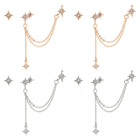 4 наборы 2 асимметричные серьги в форме звезды из цветного сплава с серебряными штифтами, серьги-гвоздики с кисточками и каффами для женщин