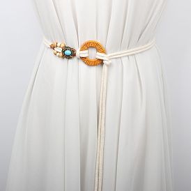 Ремни-цепочки из сплава смолы в стиле бохо с деревянными бусинами и кисточками