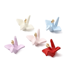 Латунь эмаль подвески, бусины в виде бумажных журавликов, со сплавом, долговечный, золотые