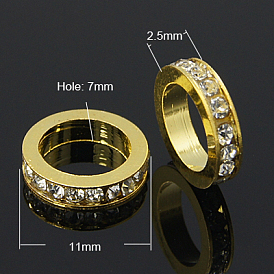 Brass Rhinestone Spacer Beads, Grade A, Golden Metal Color