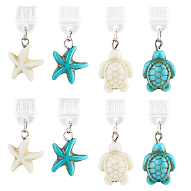 8шт 4 стиль пластиковые мобильные пылезащитные заглушки, с синтетическими бирюзовых подвесками, Тема океана