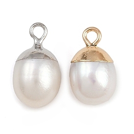 Круглые подвески из натурального жемчуга, с латунной фурнитурой , белые