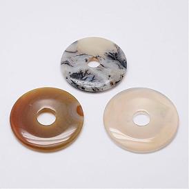 Natural Gemstone Pendants, Donut/Pi Disc