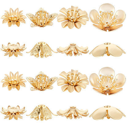 24 шт 4 стиль латунные колпачки для бусинок, цветок