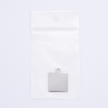 304 Stainless Steel Pendants, Manual Polishing, Blank Stamping Tags, Double Side Polished, Square