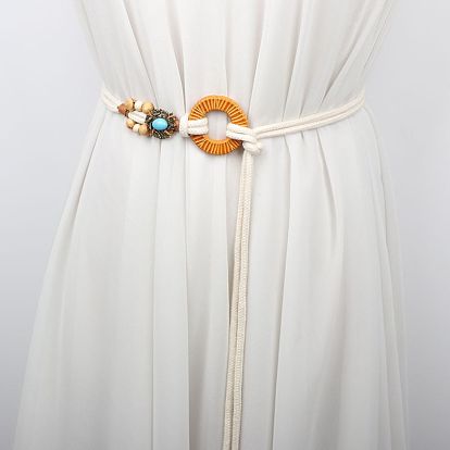 Ремни-цепочки из сплава смолы в стиле бохо с деревянными бусинами и кисточками