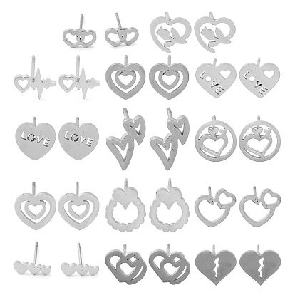 304 из нержавеющей стали серьги, сердце