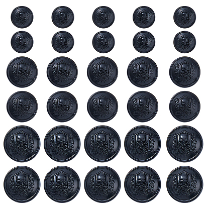 30шт. 3 стили черепа с плоскими круглыми пуговицами из сплава на ножке, 1-луночное