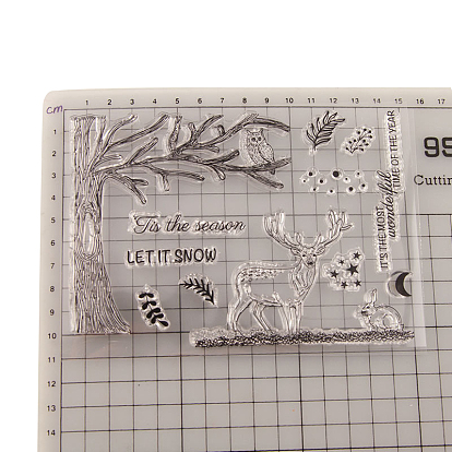 Clear Silicone Stamps, for DIY Scrapbooking, Photo Album Decorative, Cards Making, Stamp Sheets, Christmas Tree & Reindeer/Stag