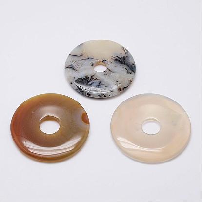 Natural Gemstone Pendants, Donut/Pi Disc