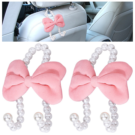 2шт. пластиковый искусственный жемчуг автомобильный крючок, с бархатным бантом