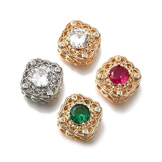 Латунные стеклянные бусины, без кадмия, без никеля и без свинца, квадратный