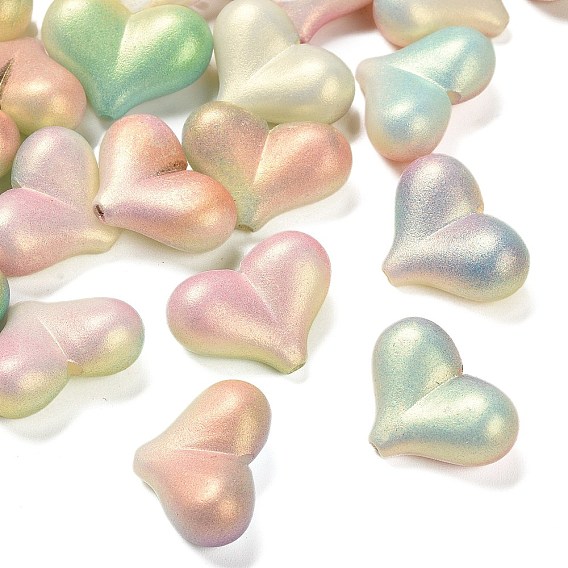 УФ-покрытие и распыление непрозрачных акриловых бусин, радужный, сердце