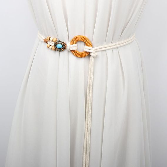 Ремни-цепочки из сплава смолы в стиле бохо с деревянными бусинами и кисточками