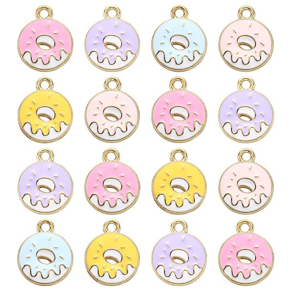 50 шт 5 цвета сплава эмалевые подвески, золотой свет, пончик