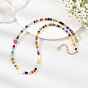 Rondelle Dyed Natural White Jade & Heart Rhodonite & Pearl Beaded Necklaces for Women, Colorful