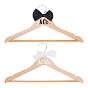 2Pcs 2 Colors Wood Wedding Clothes Hangers, with Polyester Bowknot