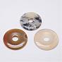 Natural Gemstone Pendants, Donut/Pi Disc