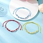 3шт. регулируемые браслеты из стеклянных бусин, с нейлоновой нитью