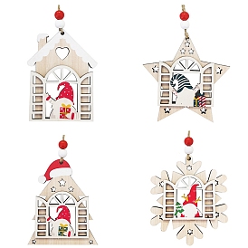 Decoraciones colgantes de gnomos de madera con tema navideño, adornos colgantes del árbol de navidad