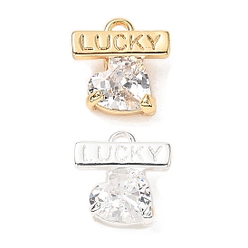 Подвеска из латуни с микропаве из прозрачного кубического циркония, без кадмия, без никеля и без свинца, счастливое сердце, граненые