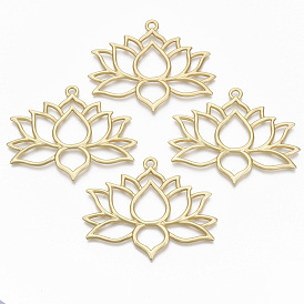   Pendentifs gros en alliage, Style mat, sans cadmium et sans nickel et sans plomb, lotus, réel 14 k plaqué or