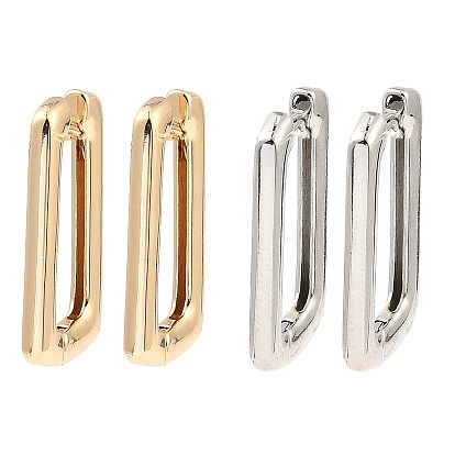 Латунные серьги обруча, прямоугольные