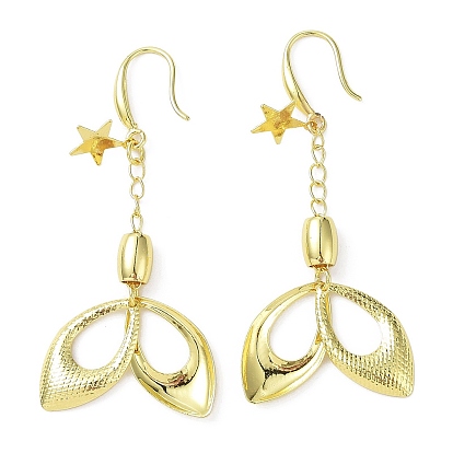 Pendientes colgantes con forma de estrella y ojo de caballo de latón chapado en bastidor, pendientes largos, larga duración plateado