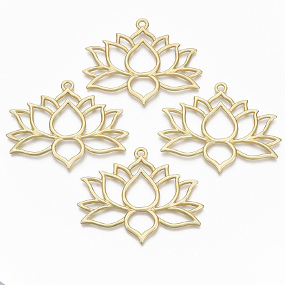   Pendentifs gros en alliage, Style mat, sans cadmium et sans nickel et sans plomb, lotus, réel 14 k plaqué or