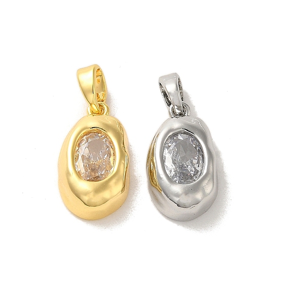 Латунные микро проложить кубического циркония подвески, без кадмия, без никеля и без свинца, овальные